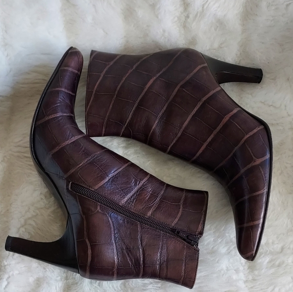 Mia Spiga size 7 brown croc leather texture - Picture 3 of 5